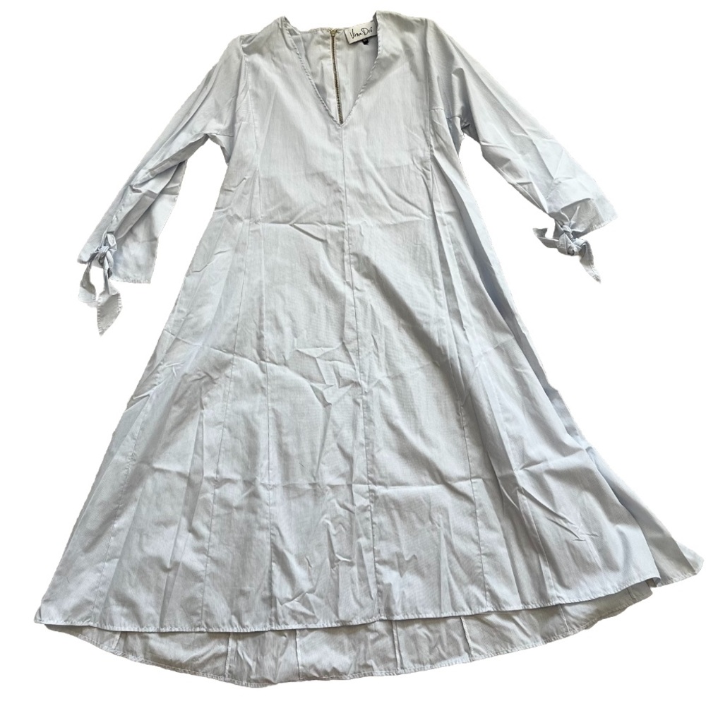 VIRNA DRÒ PINSTRIPE SHIRT DRESS SIZE 44 or 8 PREPPY CLASSIC SOPHISTICATED